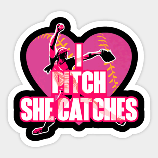 Pitch Catches Softball Baseball Player Sticker